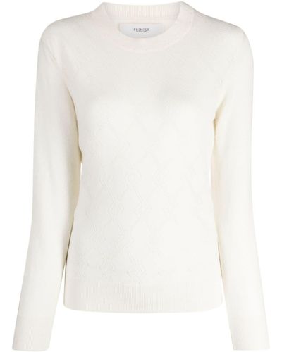 Pringle of Scotland Argyled-pointelle Cashmere Sweater - White