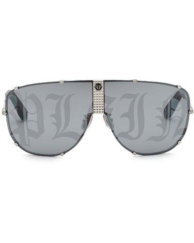 Philipp Plein Stud Pilot-frame Sunglasses - Gray