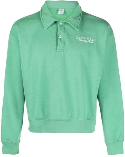 Sporty & Rich Logo-print Cotton Polo Shirt - Green