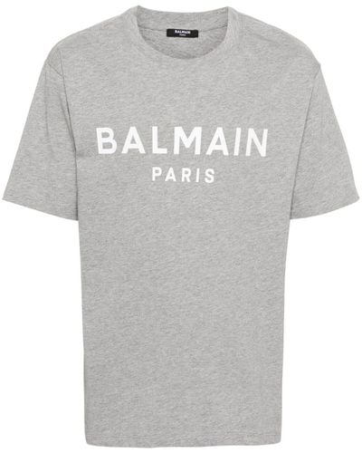 Balmain T-shirt à logo imprimé - Gris