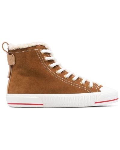 See By Chloé Sneakers alte con fodera in shearling - Marrone