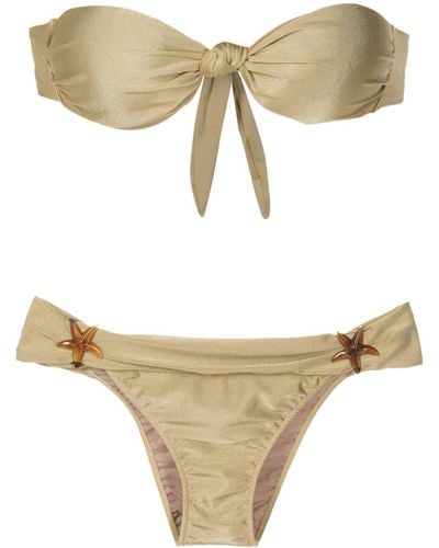 Adriana Degreas Star-appliqué Strapless Swimsuit - Natural