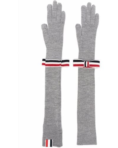 Thom Browne Bow-detail Knit Gloves - White