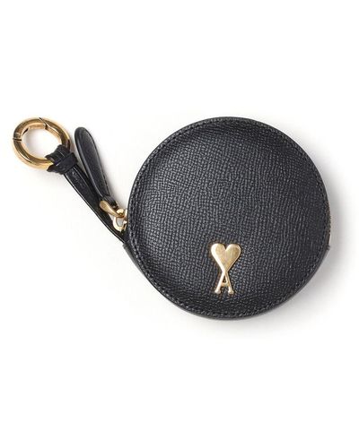 Ami Paris Paris Paris round leather purse - Schwarz