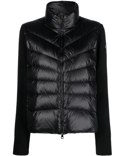 Moncler Knitted-panel Puffer Jacket - Black