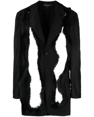 Comme des Garçons Faux Fur-embellished Single-breasted Blazer - Black
