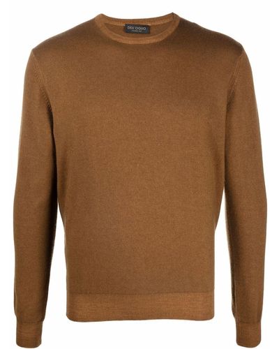 Dell'Oglio Fine-knit Ribbed-trim Sweater - Brown