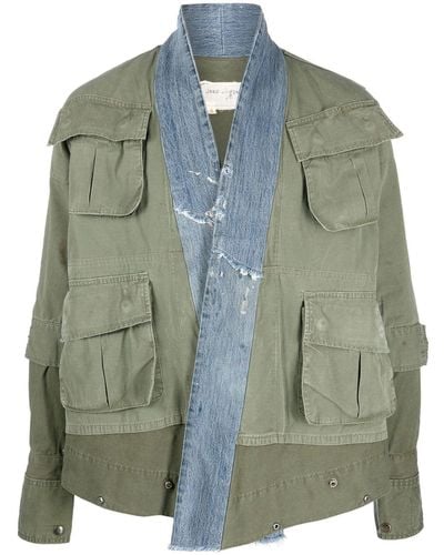 Greg Lauren Hybrid Cotton Military Jacket - Green