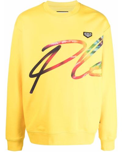 Philipp Plein Logo-print Cotton Sweatshirt - Yellow