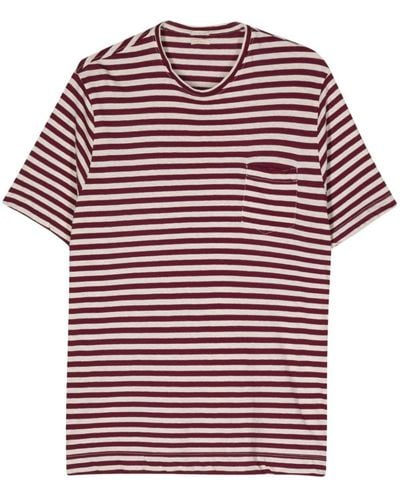 Massimo Alba Striped Cotton-linen-blend T-shirt - Red