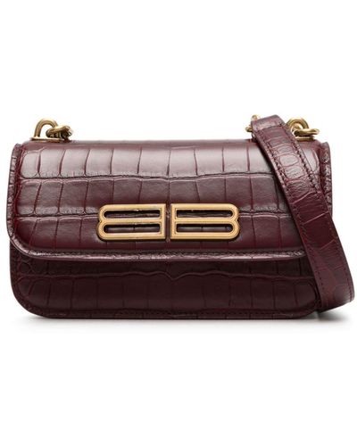 Balenciaga Logo-plaque Leather Crossbody Bag - Purple