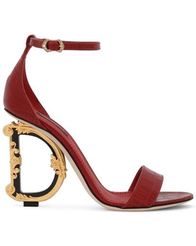 Dolce & Gabbana Baroque Dg 105mm Leather Sandals - Red