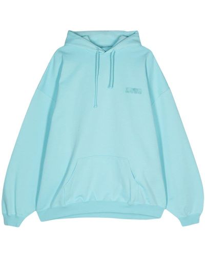 Vetements Logo-embroidered Hoodie - Blue