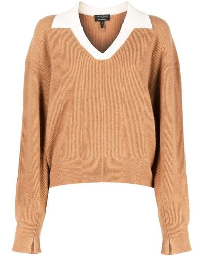 Rag & Bone Collared Cashmere Sweater - Brown