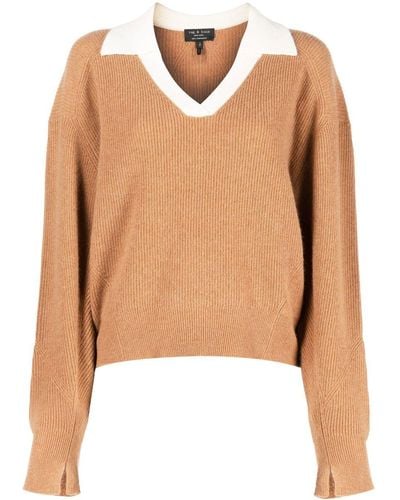 Rag & Bone Kaschmirpullover mit Kragen - Braun