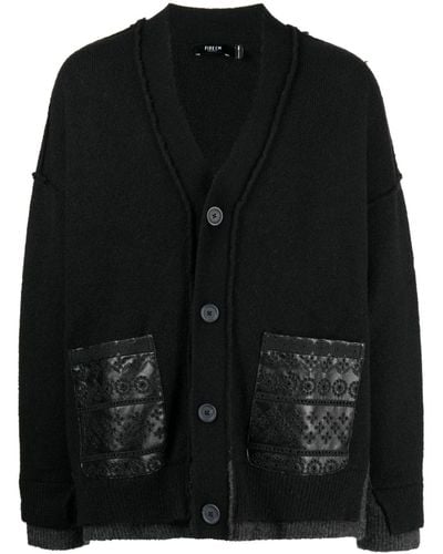 FIVE CM Embroidered-detail Knitted Cardigan - Black