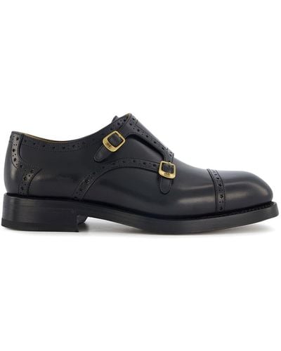 Gucci Decorative-stitching Almond-toe Monk Shoes - Black