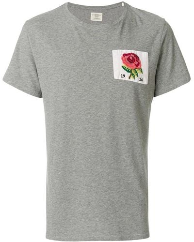 Kent & Curwen Embroidered Rose Patch T-shirt - Gray