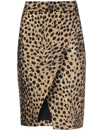 Genny Leopard-print Asymmetric-skirt - Yellow