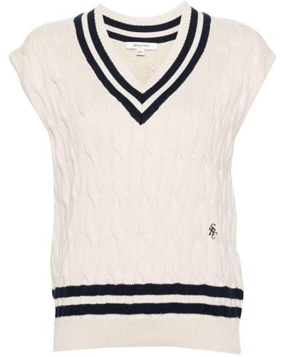 Sporty & Rich Cable-knit Knitted Top - Natural