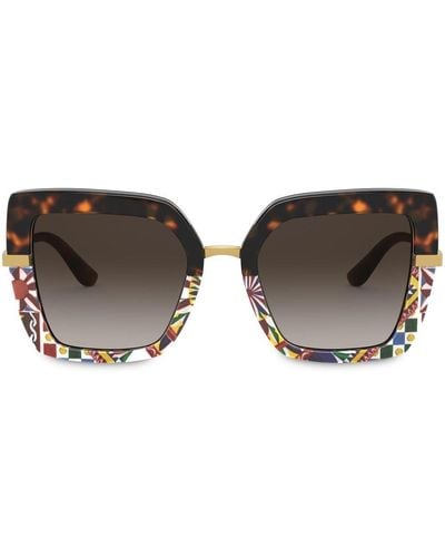 Dolce & Gabbana Oversized Patterned Sunglasses - Brown