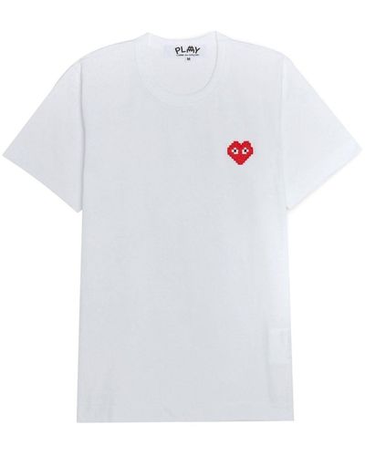 COMME DES GARÇONS PLAY Camiseta con logo bordado de x Invader - Blanco