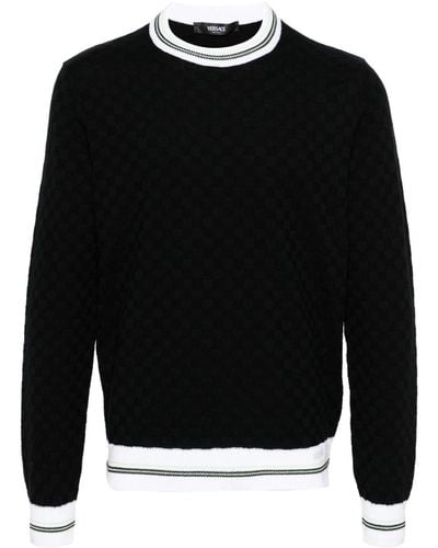 Versace Contrasto Checkerboard-knit Sweater - Black