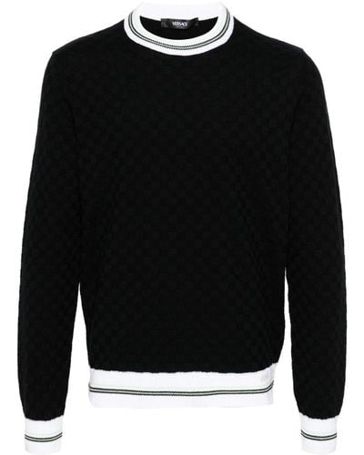 Versace Pull Contrasto en maille damier - Noir