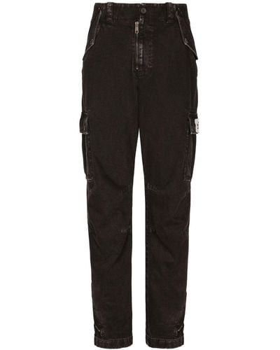 Dolce & Gabbana Garment-dyed Cotton Cargo Pants - Black