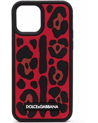 Dolce & Gabbana Iphone 12 Pro Hoesje Met Luipaardprint - Rood