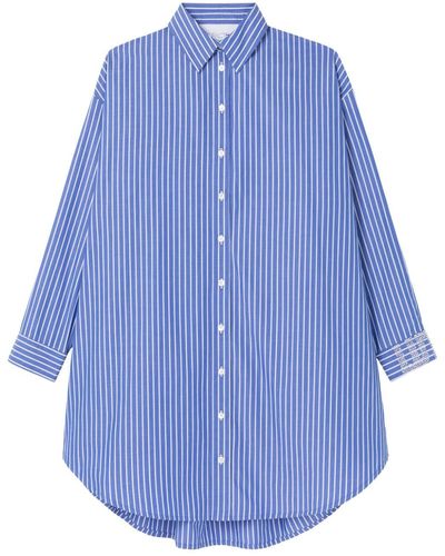 AZ FACTORY X Lutz Huelle Parachute Pinstriped Cotton Shirt Dress - Blue