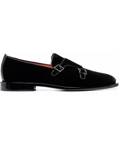 Santoni Buckle Detail Monk Shoes - Black