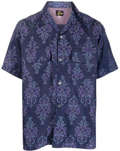Needles Baroque-pattern Button-up Shirt - Blue