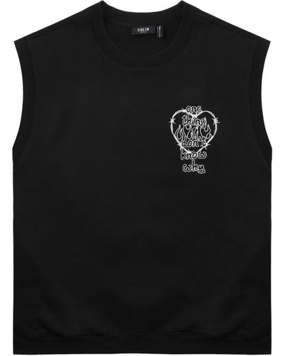 FIVE CM Slogan-print Sleeveless Sweatshirt - Black