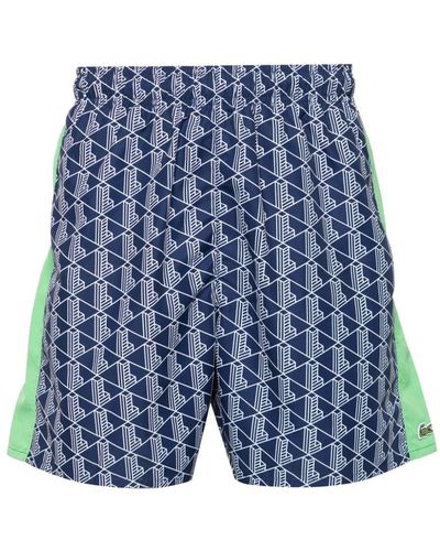 Lacoste Zwembroek Met Monogramprint - Blauw