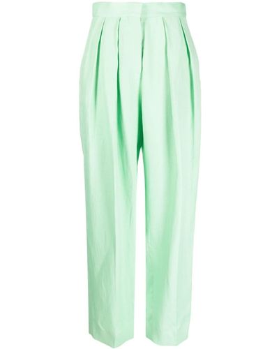 Stella McCartney Pantaloni a gamba ampia con pieghe - Verde