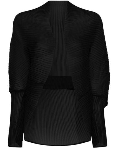 Max Mara Chaqueta abierta con diseño plisado - Negro