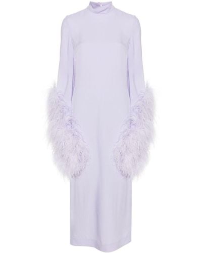 ‎Taller Marmo Del Rio Midi Dress - Women's - Ostrich Feather/viscose/acetate - Purple