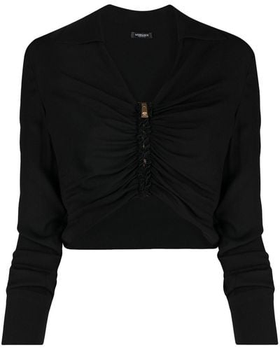 Versace Medusa Ruched Cropped Shirt - Multicolor
