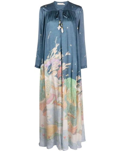 Zimmermann Lyrical Sheath Maxikleid aus Seide - Blau