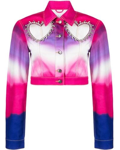 Area Cropped-Jeansjacke mit Cut-Outs - Pink