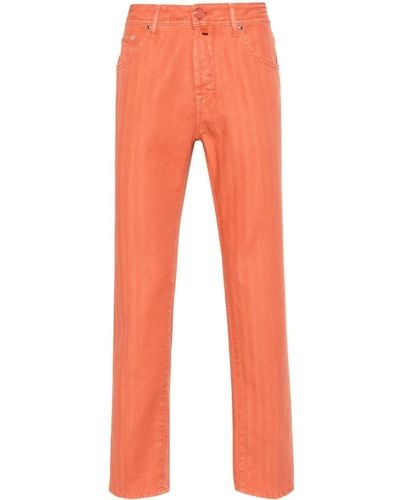 Jacob Cohen Pantalones ajustados Scott con motivo de espiga - Naranja