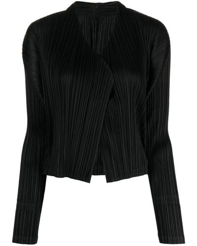 Pleats Please Issey Miyake Cardigan plissettato December - Nero