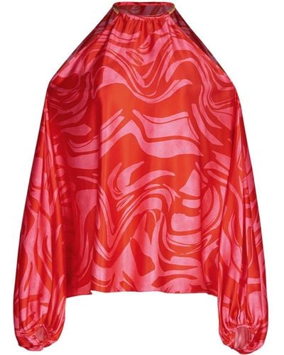 Silvia Tcherassi Janina Marbled-pattern Silk Blouse - Red