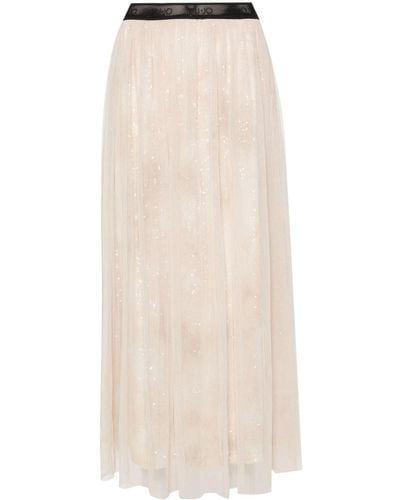 Liu Jo Sequin-detail Tulle Midi Skirt - Natural