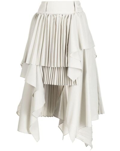 Sacai Asymmetric Layered Pleated Skirt - White
