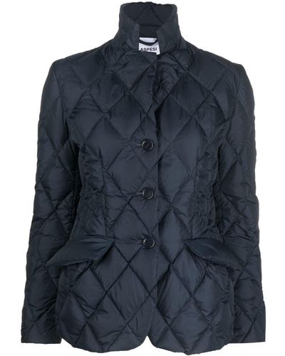 Aspesi Quilted Button-up Jacket - Blue