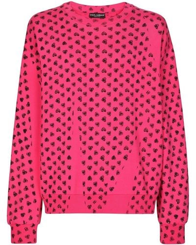 Dolce & Gabbana Heart-print Long-sleeve Sweatshirt - Pink