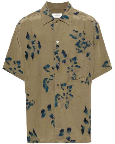 Lemaire Floral-print Spread-collar Shirt - Green