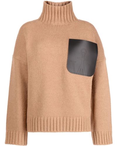 JW Anderson Patch-pocket Roll-neck Sweater - Brown